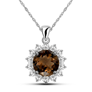 Gift Of Sunshine Natural Round Smoky Quartz Sterling Silver Necklace